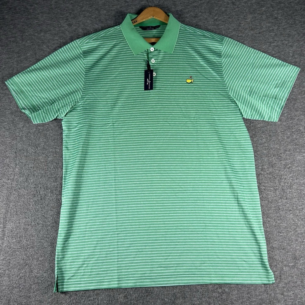 Masters Clubhouse Collection Green Striped Polo Size XXL New Made In Italy